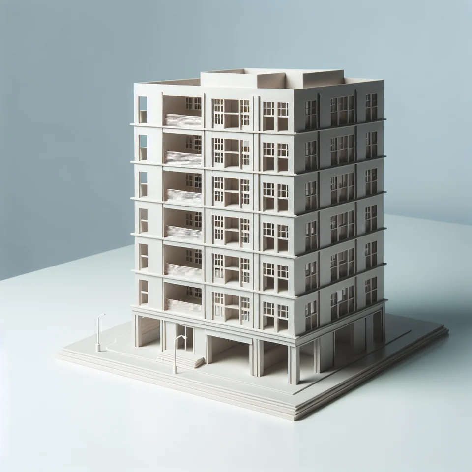 Illustration: Apartment-building illustration with repeating balconies and windows