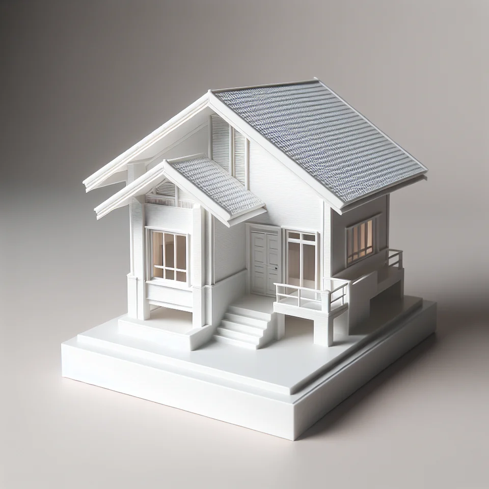 Illustration: Small house-model illustration showing windows and a pitched roof