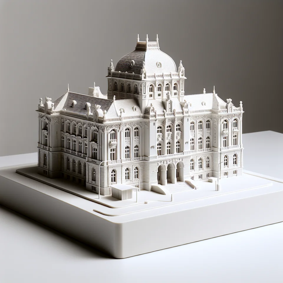 Illustration: Domed building-model illustration with repeated arches and façade details